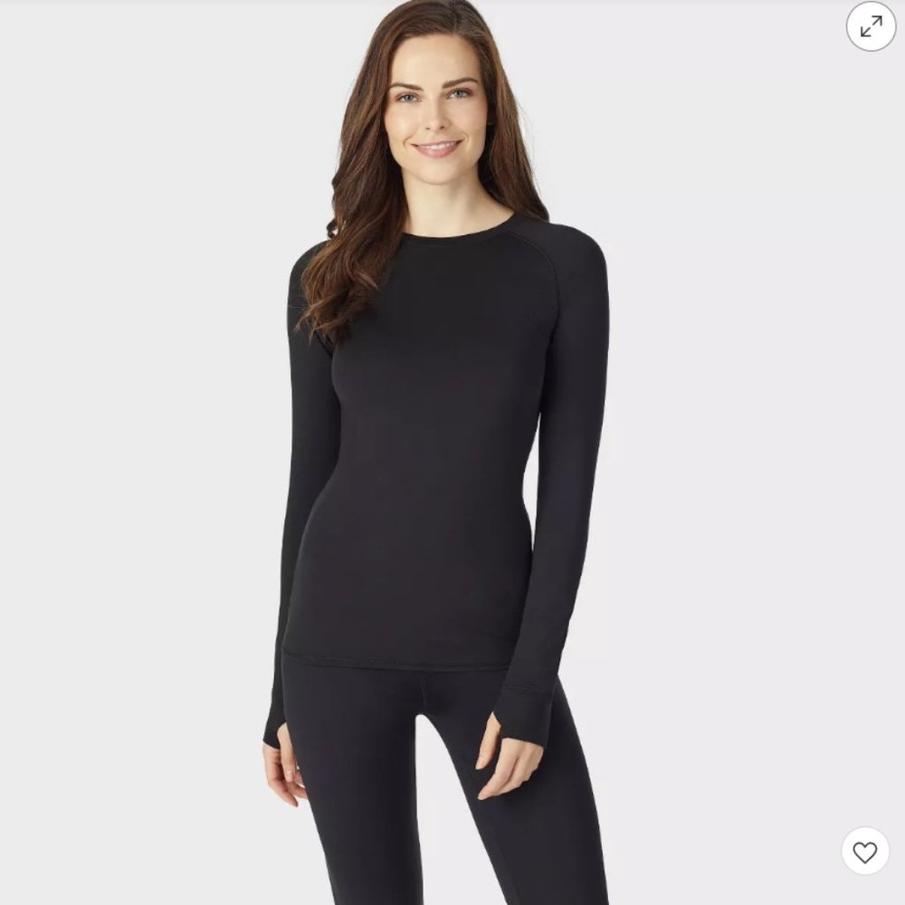 Black Active Thermal Crewneck Top Size M NWT
